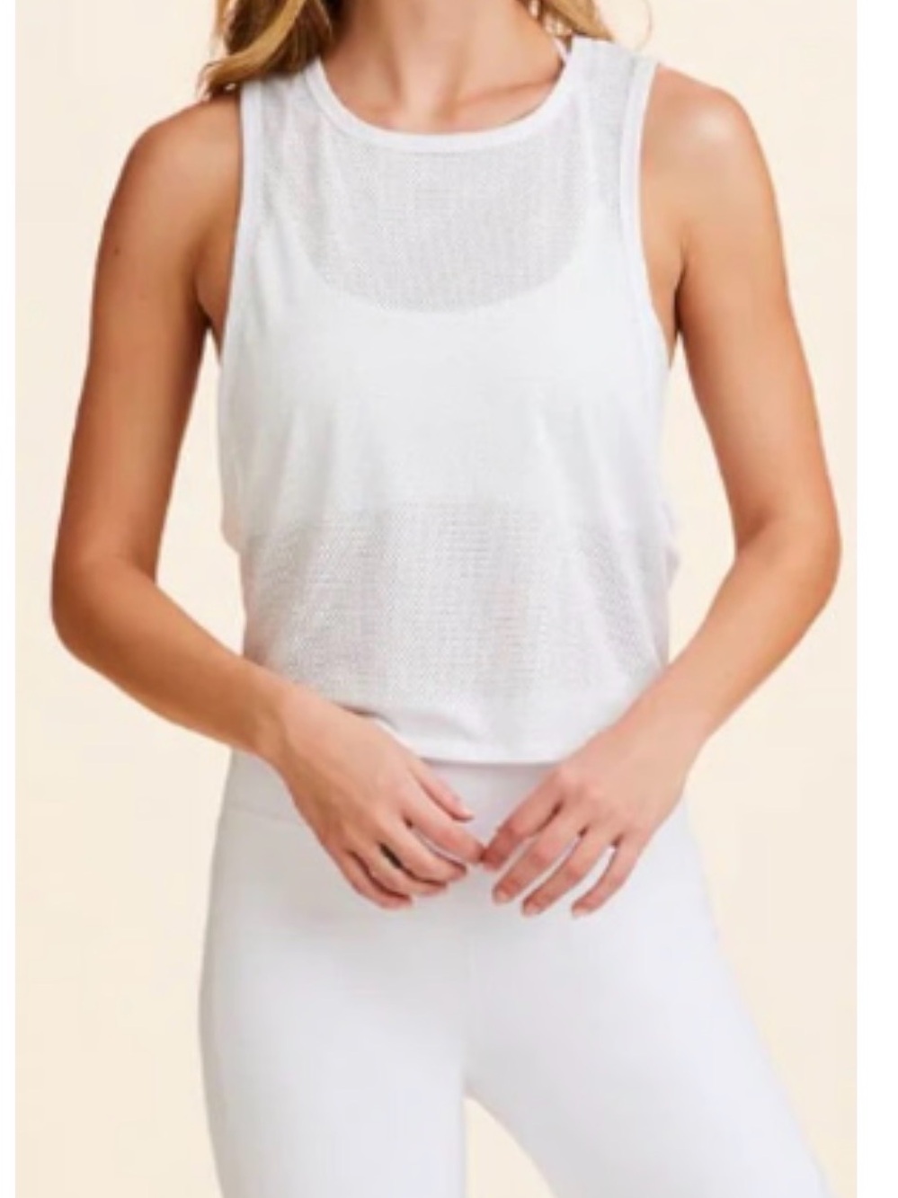 NWT Alala White Mesh Tie-Back Racerback Tank SZ XS
